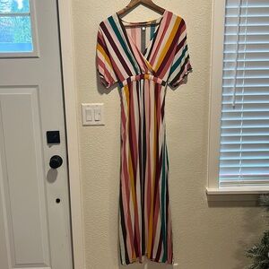 Multicolored striped maxi dress